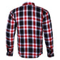 WCL Kevlar Lined Performance Motorcycle Riding Long Sleeve Flannel Shirt  W/T CE Level 1 armor - Red and White