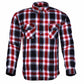 WCL Kevlar Lined Performance Motorcycle Riding Long Sleeve Flannel Shirt  W/T CE Level 1 armor - Red and White