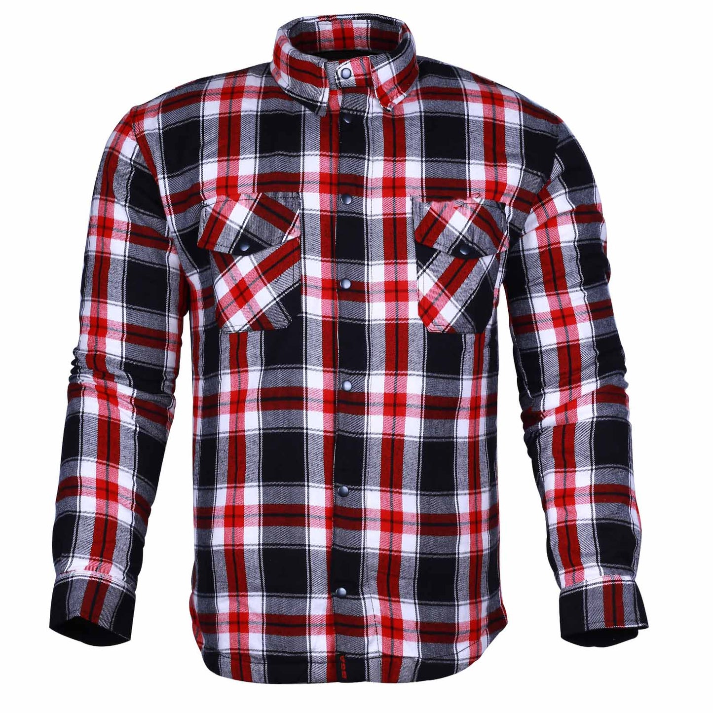 WCL Kevlar Lined Performance Motorcycle Riding Long Sleeve Flannel Shirt  W/T CE Level 1 armor - Red and White