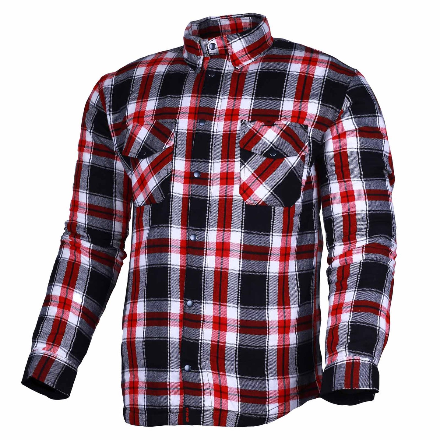 WCL Kevlar Lined Performance Motorcycle Riding Long Sleeve Flannel Shirt  W/T CE Level 1 armor - Red and White