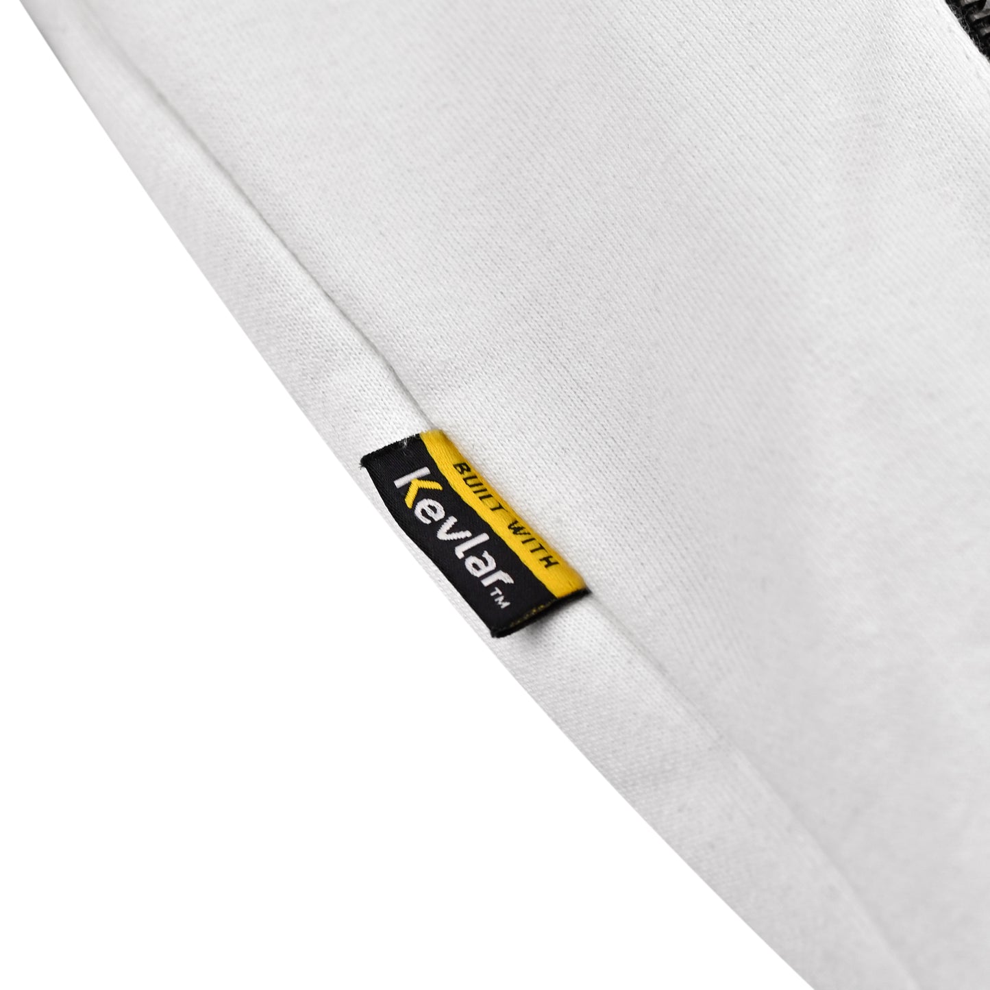 WCL Zippered Armoured Kevlar Lined Motorcycle Riding Hoodie w/t CE Level 1 Armor - White