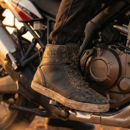 WCL Motorcycle Riding Leather Shoes - Buckle Snaps Shoes WCL Helmet