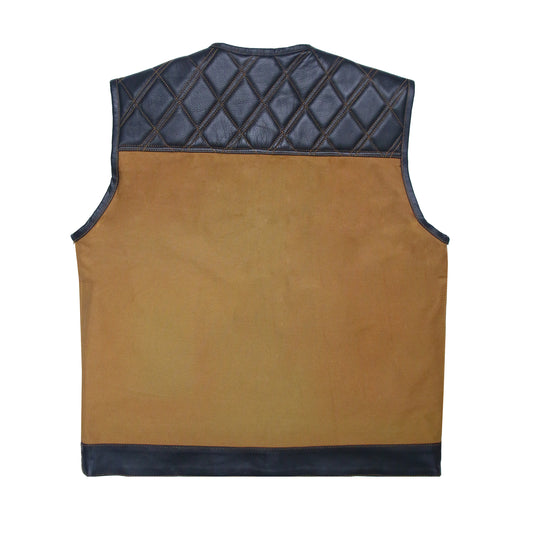 WCL Hybrid Canvas Leather Club Vest w/t Brown Quilted Leather WCL Helmet