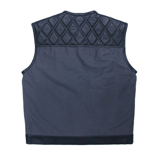 WCL Hybrid Canvas Leather Club Vest w/t Navy Blue Quilted Leather WCL Helmet