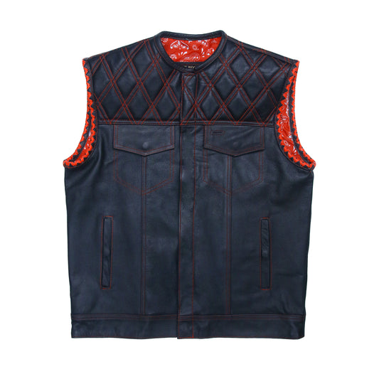 WCL Leather Club Vest w/t Red Lace Shoulder Stitching WCL Helmet