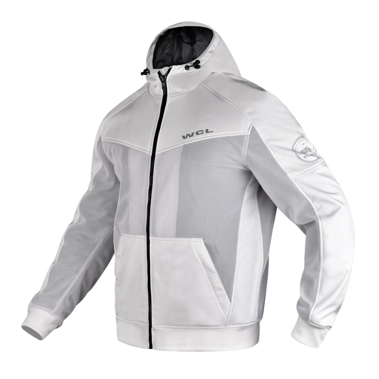 Softshell Cordura Armored Motorcycle Mesh Hoodie w/t CE Level 1 armor - Green WCL Helmet