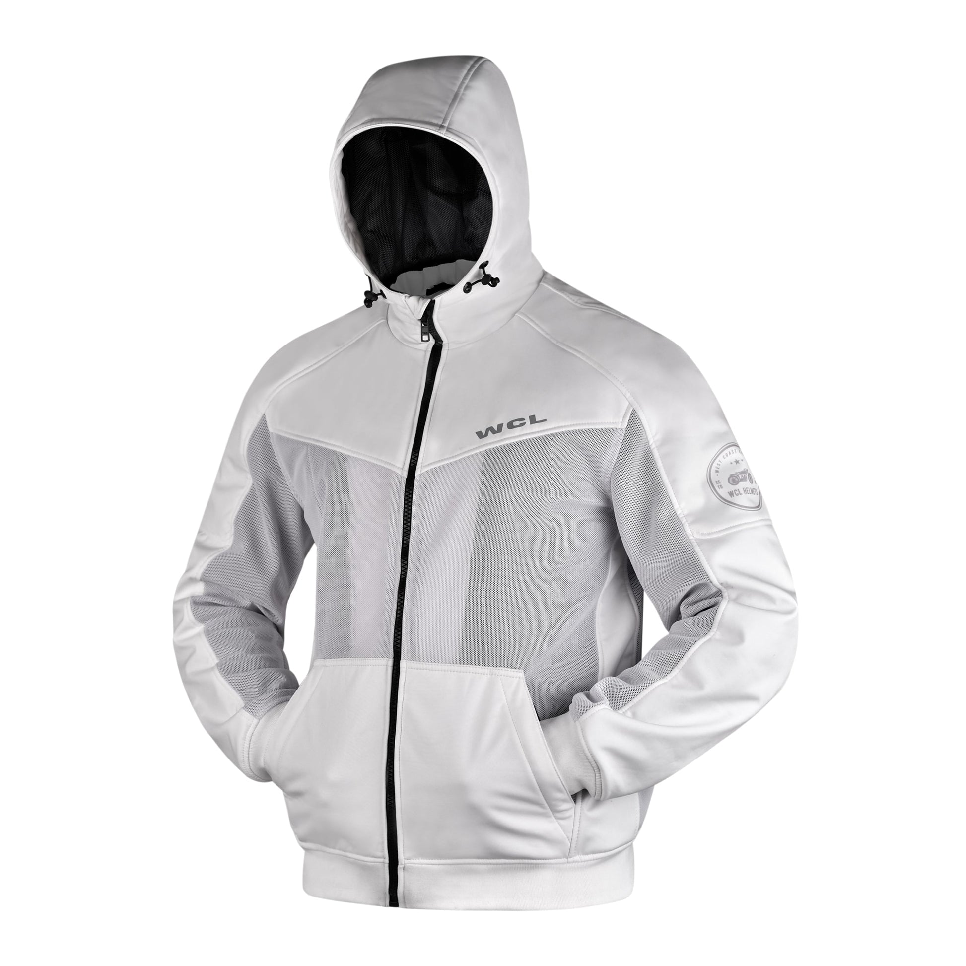 Softshell Cordura Armored Motorcycle Mesh Hoodie w/t CE Level 1 armor - Green WCL Helmet