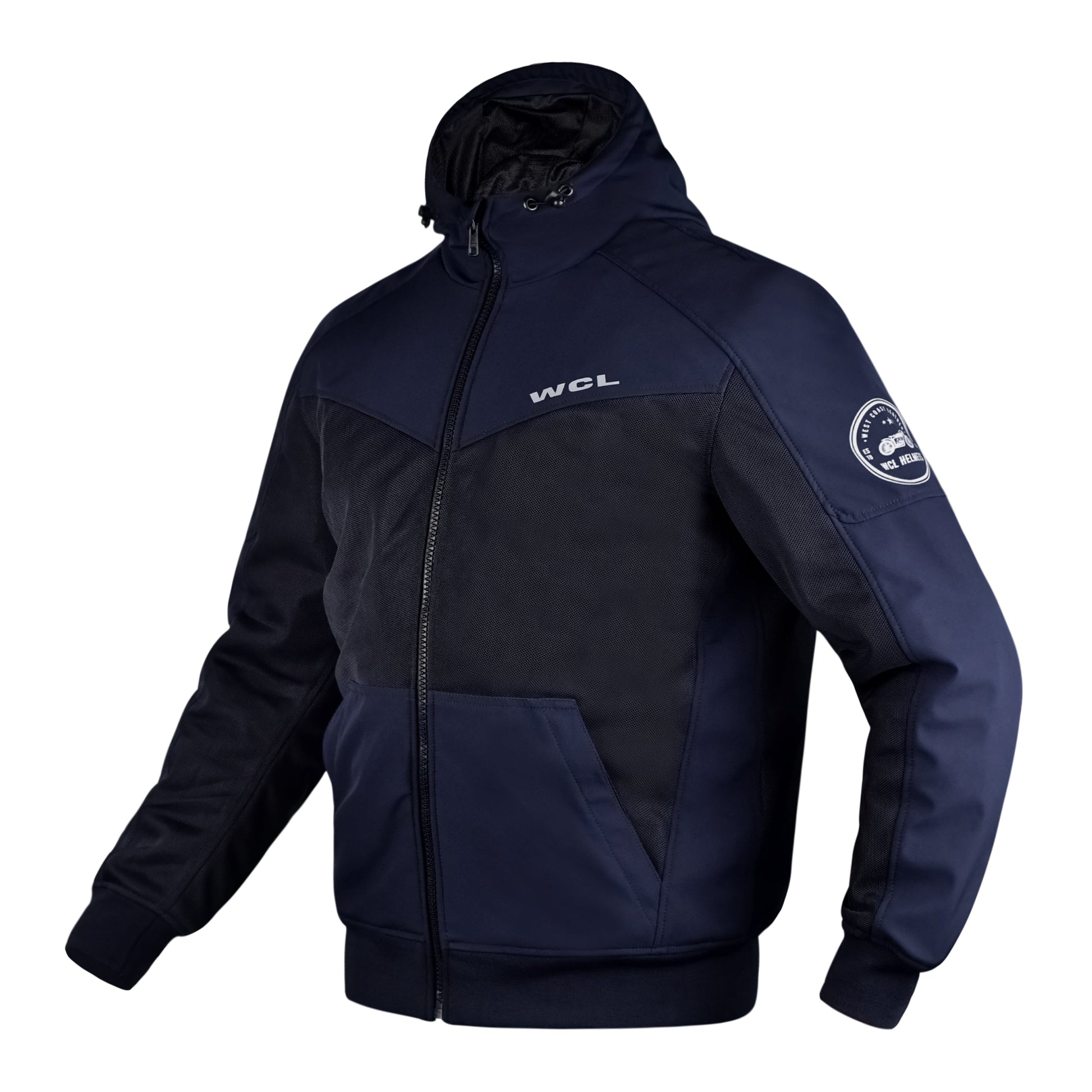 Softshell Cordura Armored Motorcycle Mesh Hoodie w/t CE Level 1 armor - White WCL Helmet