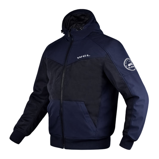 Softshell Cordura Armored Motorcycle Mesh Hoodie w/t CE Level 1 armor - White WCL Helmet