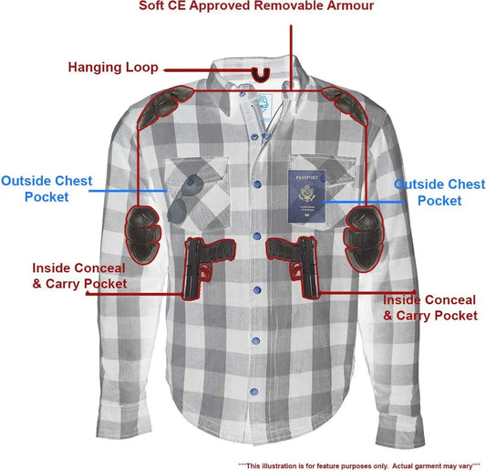 USA Armored Motorcycle Shirt - CE Level 2 Protective Riding