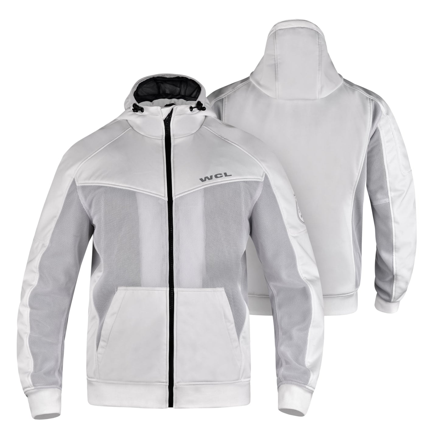 Softshell Cordura Armored Motorcycle Mesh Hoodie w/t CE Level 1 armor - Green WCL Helmet