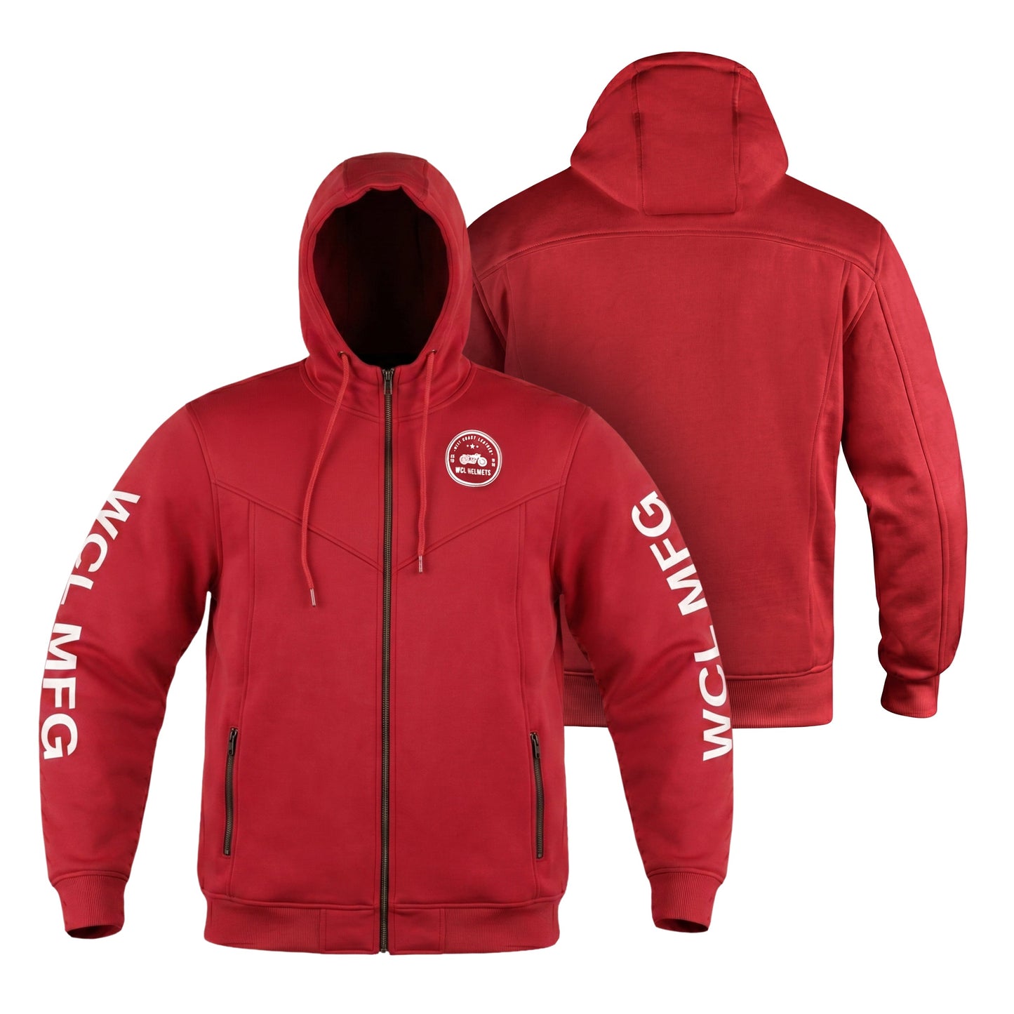 WCL Zippered Armoured Kevlar Lined Motorcycle Riding Hoodie w/t CE Level 1 Armor - White WCL Helmet