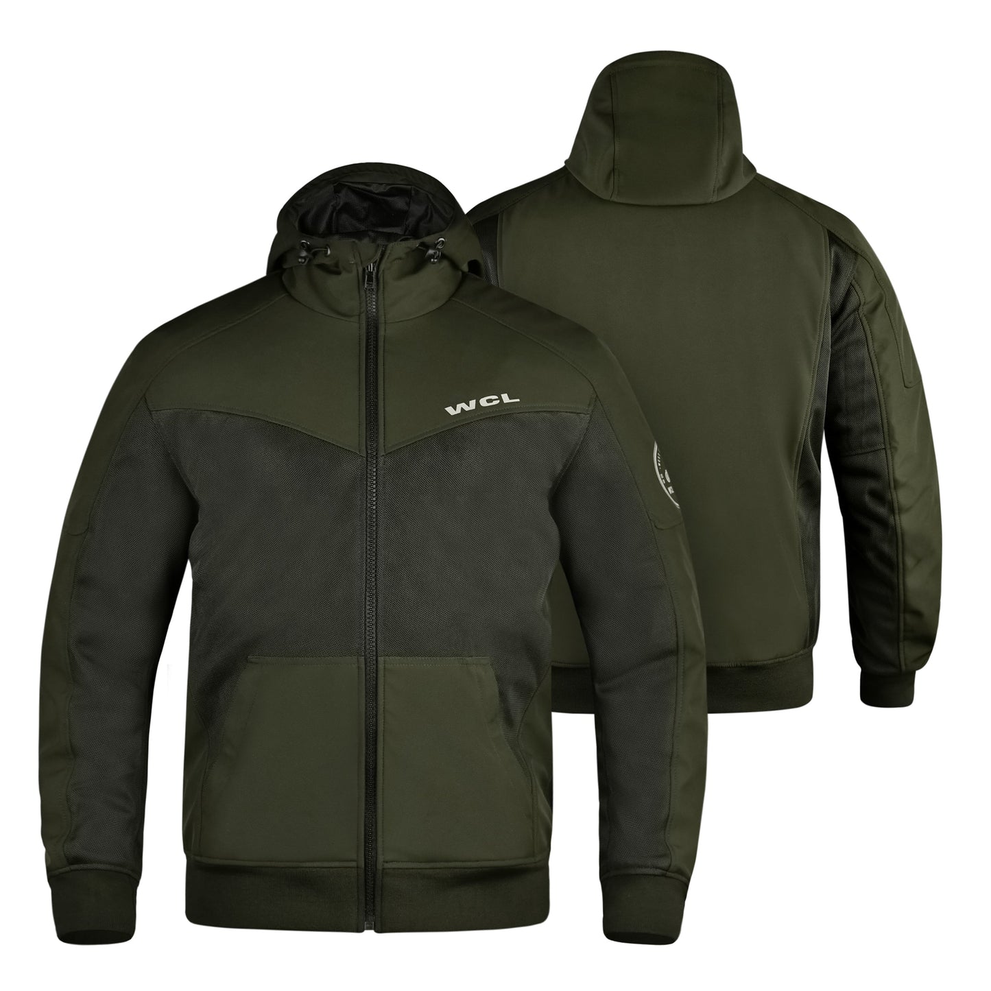 Softshell Cordura Armored Motorcycle Waterproof Hoodie w/t CE Level 1 armor - Black WCL Helmet