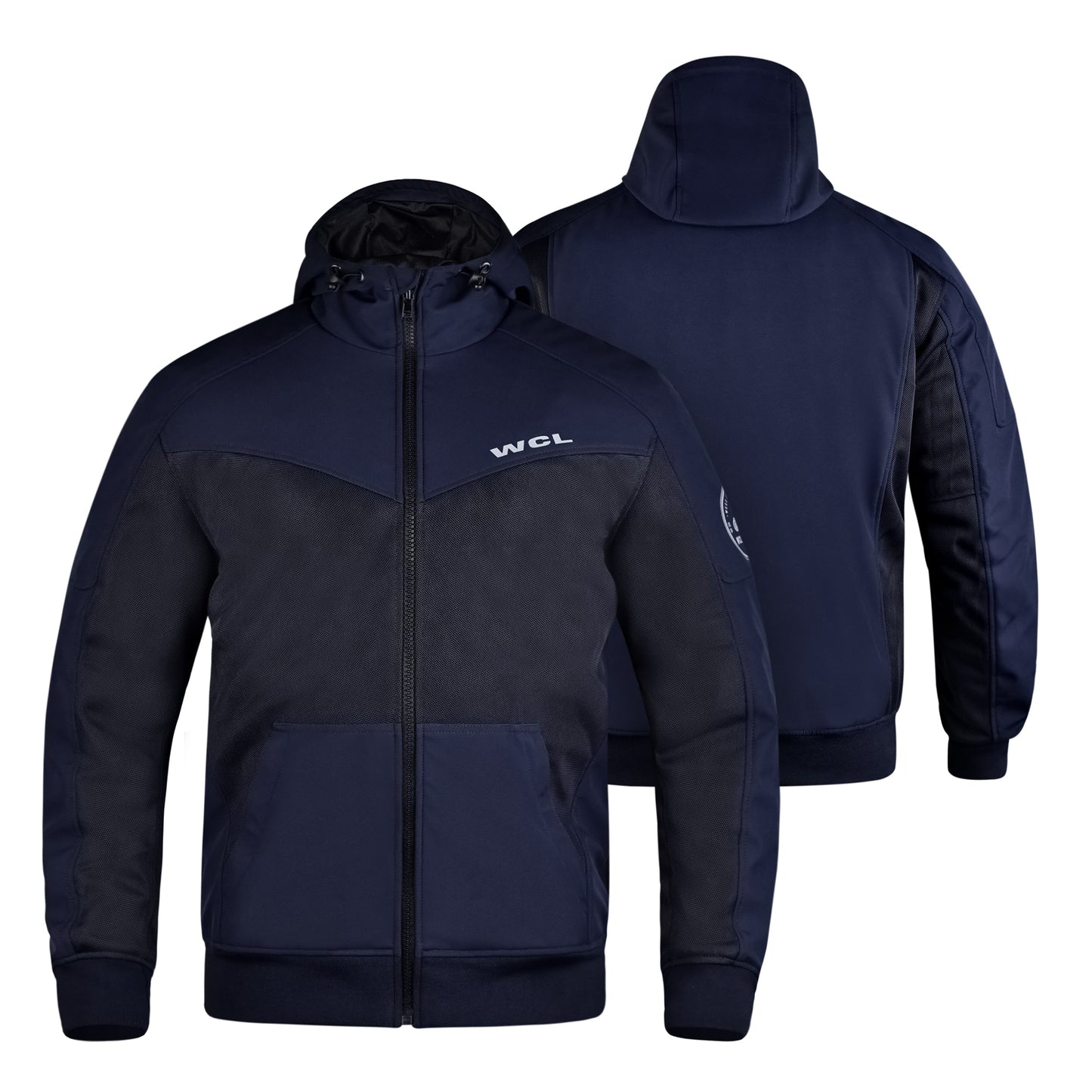Softshell Cordura Armored Motorcycle Mesh Hoodie w/t CE Level 1 armor - White WCL Helmet