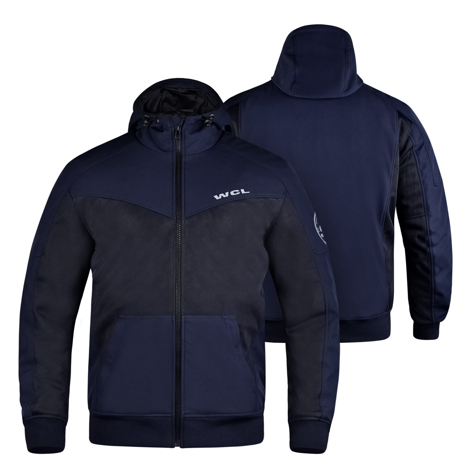 Softshell Cordura Armored Motorcycle Mesh Hoodie w/t CE Level 1 armor - White WCL Helmet