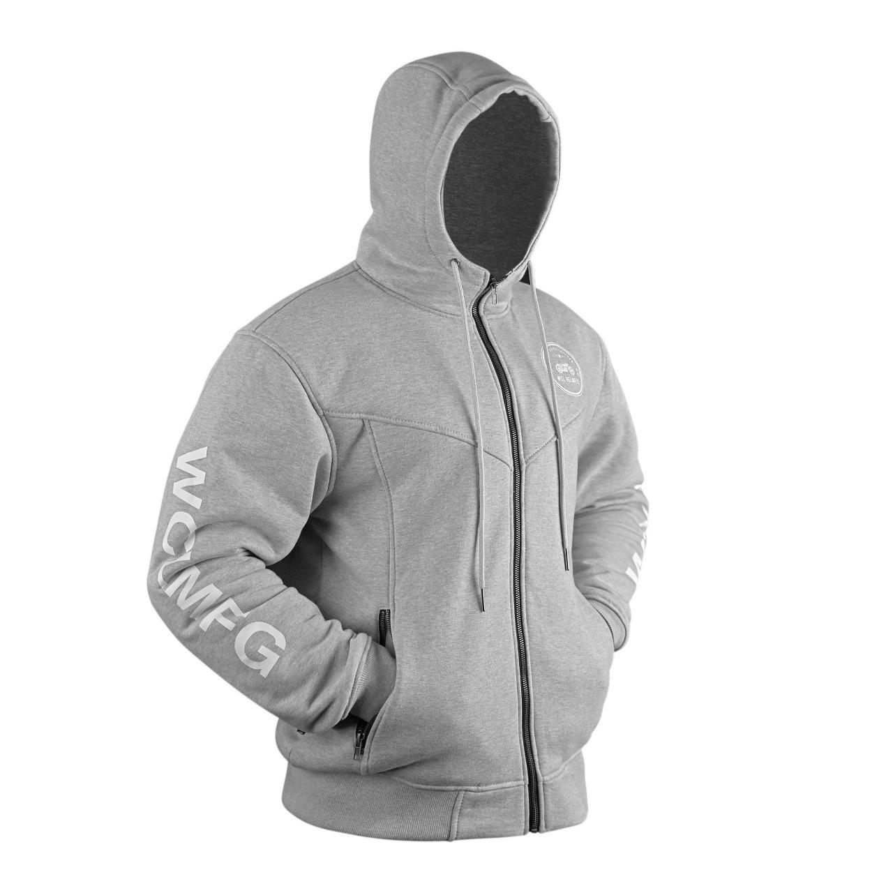 WCL Zippered Armoured Kevlar Lined Motorcycle Riding Hoodie w/t CE Level 1 Armor - Red WCL Helmet