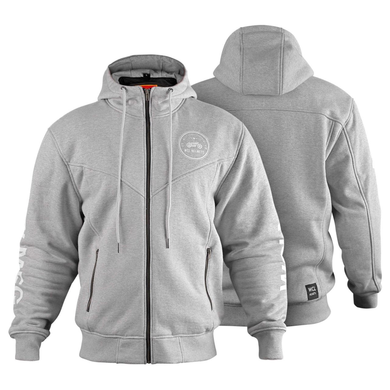 WCL Zippered Armoured Kevlar Lined Motorcycle Riding Hoodie w/t CE Level 1 Armor - Red WCL Helmet