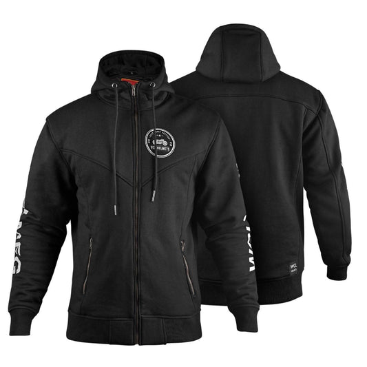 WCL Zippered Armoured Kevlar Lined Motorcycle Riding Hoodie w/t CE Level 1 Armor - Gray WCL Helmet
