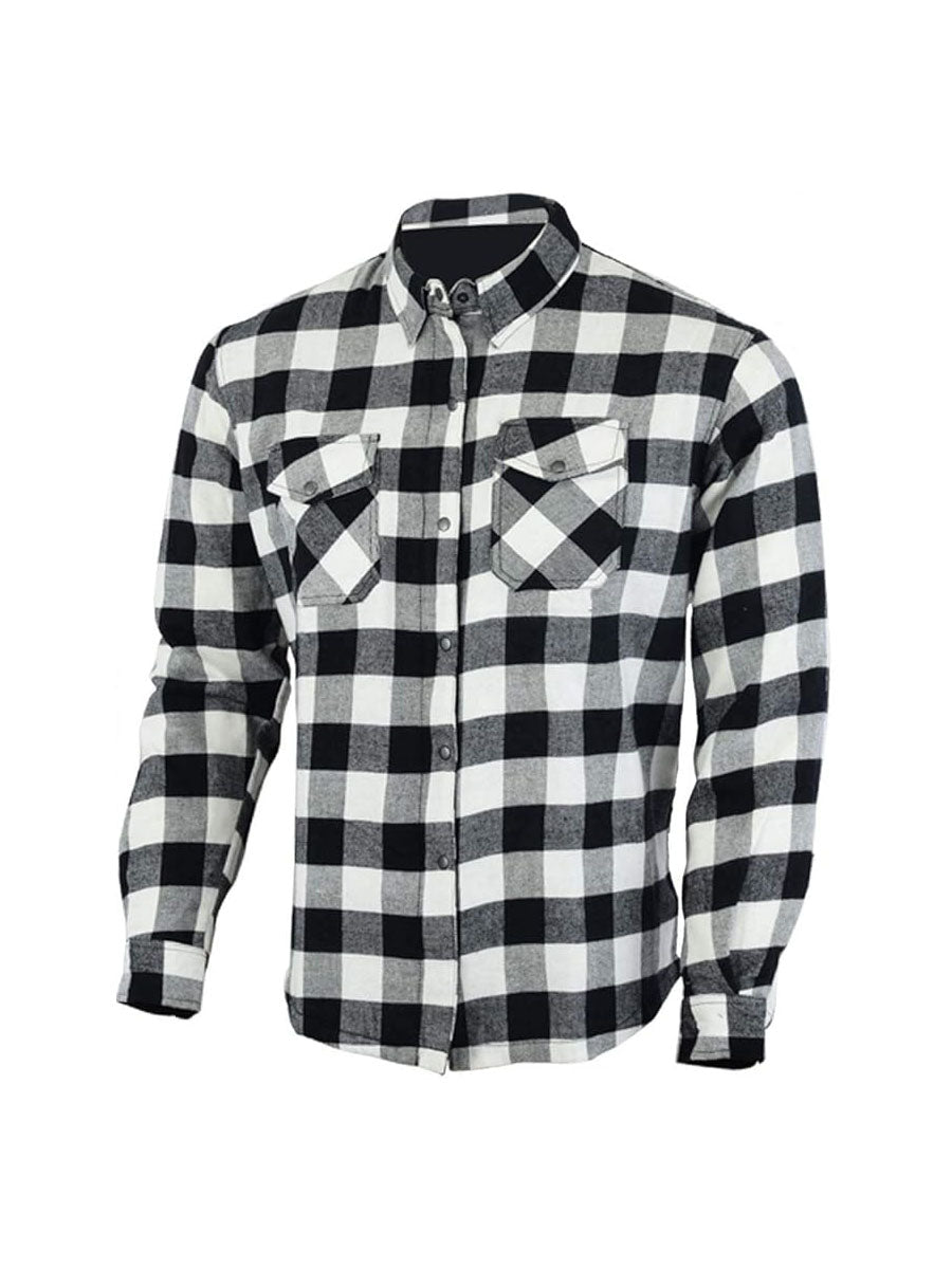 WCL Kevlar Lined Performance Motorcycle Riding Long Sleeve Flannel Shi ...
