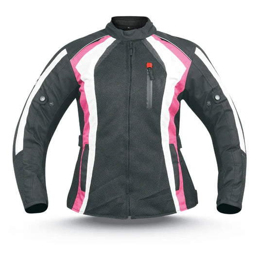 WCL Ladies Pink Waterproof Motorcycle Textile Jacket w/t Zip Out Liner wclapparel