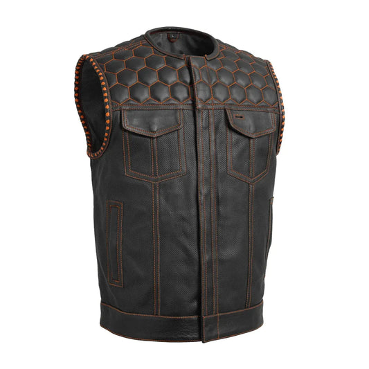WCL Leather Club Vest w/t Orange Lace and Shoulder Stiching