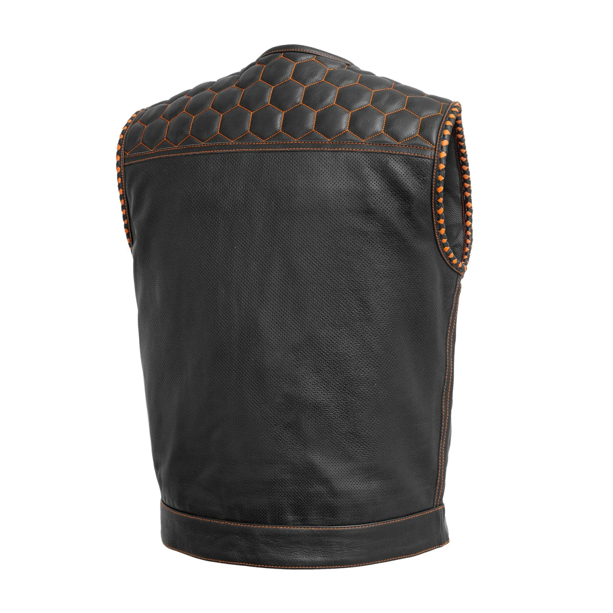 WCL Leather Club Vest w/t Orange Lace and Shoulder Stiching