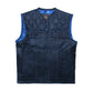 WCL Leather Club Vest w/t Blue Lace Shoulder Stitching WCL Helmet