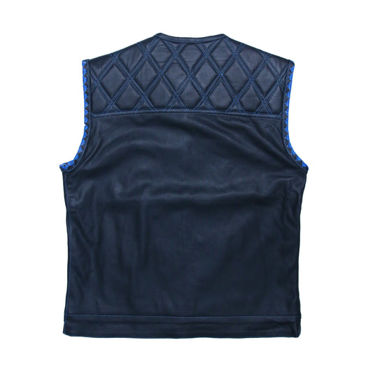 WCL Leather Club Vest w/t Blue Lace Shoulder Stitching WCL Helmet
