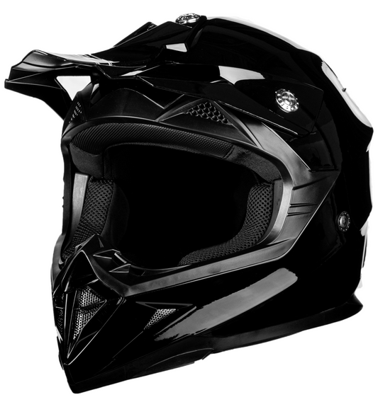 WCL Hawk Motorcycle Helmet & Dirtbike Helmet - Adjustable Sun Visor, Quick Release Buckle, DOT Approved - Gloss Black WCL Helmet