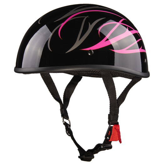 WCL Beanie Motorcycle Half Helmet - Pink Stripes WCL Helmet