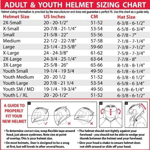 Motocross helmet size hot sale chart