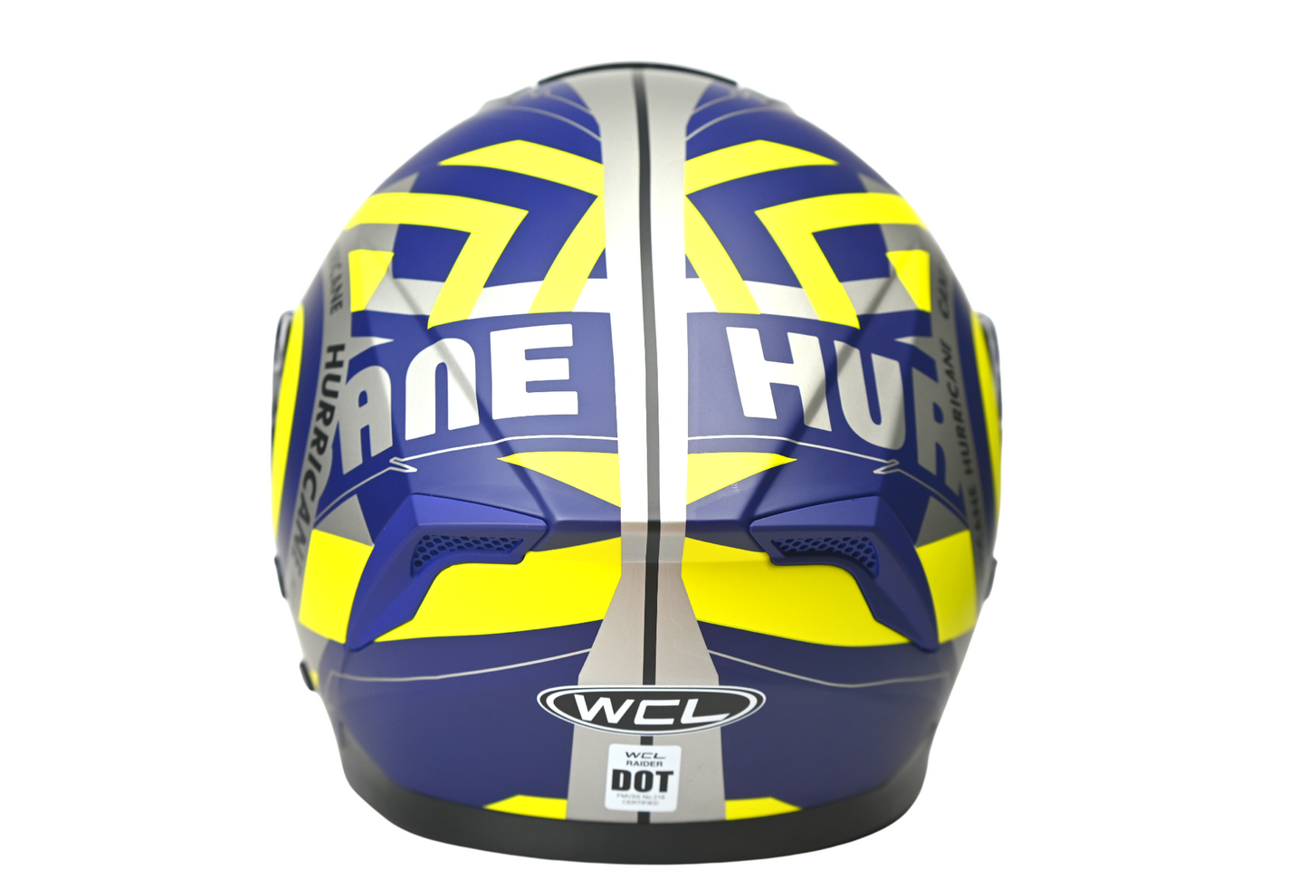 WCL Raider Full Face Motorcycle Helmet - Drop Down Tinted Visor, Quick Release Buckle, DOT Approved - Blue Yellow