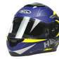 WCL Raider Full Face Motorcycle Helmet - Drop Down Tinted Visor, Quick Release Buckle, DOT Approved - Blue Yellow