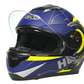 WCL Raider Full Face Motorcycle Helmet - Drop Down Tinted Visor, Quick Release Buckle, DOT Approved - Blue Yellow