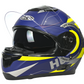 WCL Raider Full Face Motorcycle Helmet - Drop Down Tinted Visor, Quick Release Buckle, DOT Approved - Blue Yellow