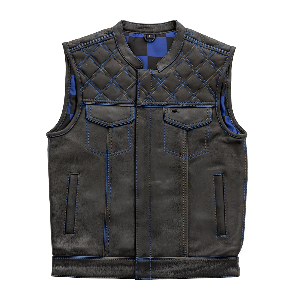 WCL Leather Club Vest w/t Blue Lace - WCL Helmet – WCL Helmet
