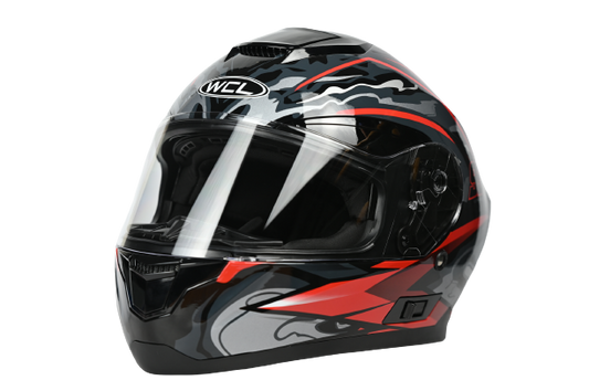 WCL Raider Full Face Motorcycle Helmet - Drop Down Tinted Visor, Quick Release Buckle, DOT Approved - Red 93 WCL Helmet