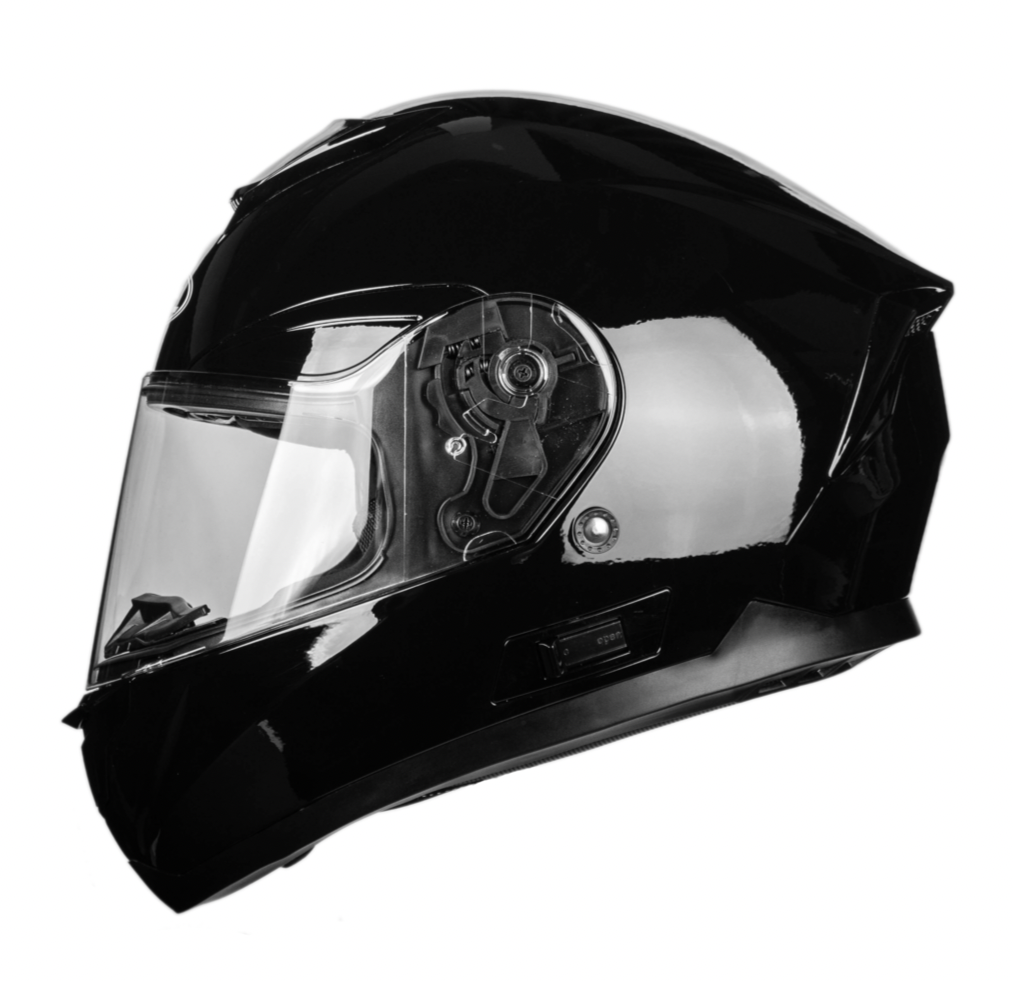 WCL Raider Full Face Motorcycle Helmet - Drop Down Tinted Visor, Quick Release Buckle, DOT Approved - Gloss Black WCL Helmet