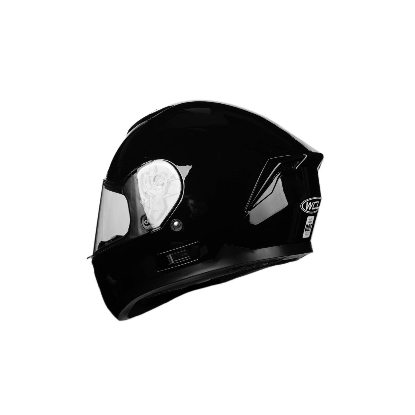 WCL Raider Full Face Motorcycle Helmet - Drop Down Tinted Visor, Quick Release Buckle, DOT Approved - Gloss Black WCL Helmet