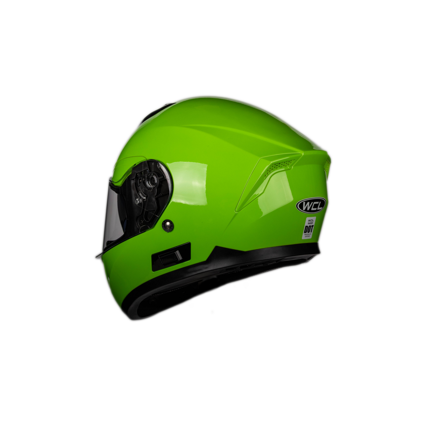 WCL Raider Full Face Motorcycle Helmet - Drop Down Tinted Visor, Quick Release Buckle, DOT Approved - Lime Green WCL Helmet