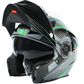 WCL Modular Full Face Motorcycle Helmet with Double Lens Visor - Green Black WCL Helmet