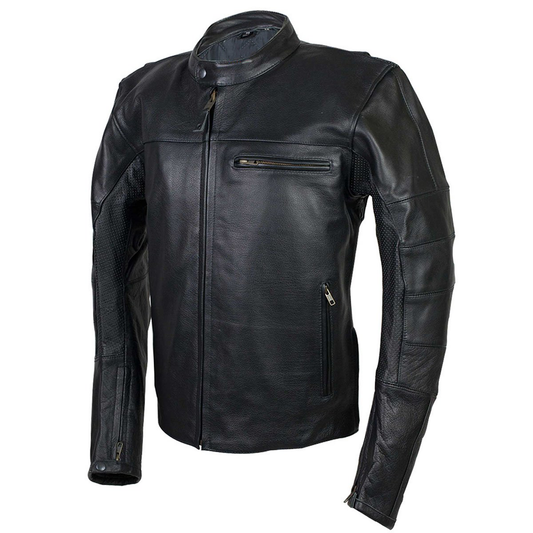 MEN'S LEATHER VENTED SCOOTER JACKET WITH PERFORATED ARM & SHOULDER wclapparel
