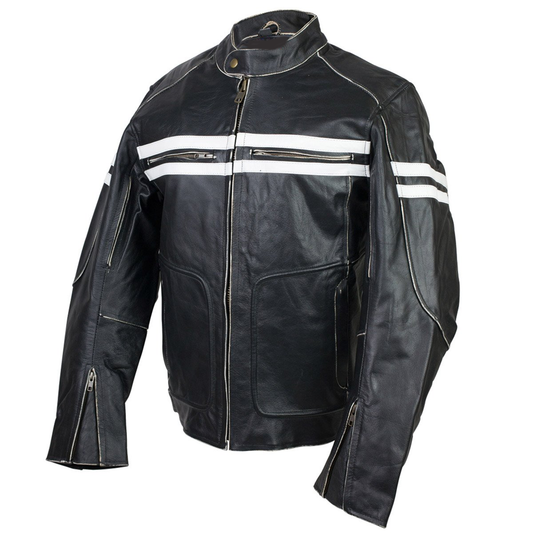 Vintage Cafe Racer Style Motorcycle Leather Jacket wclapparel
