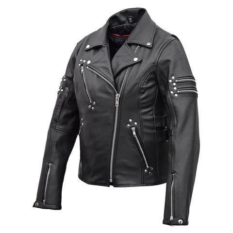 WCL LADIES PREMIUM Zipper Classic LEATHER JACKET WITH SIDE ADJUSTMENTS wclapparel
