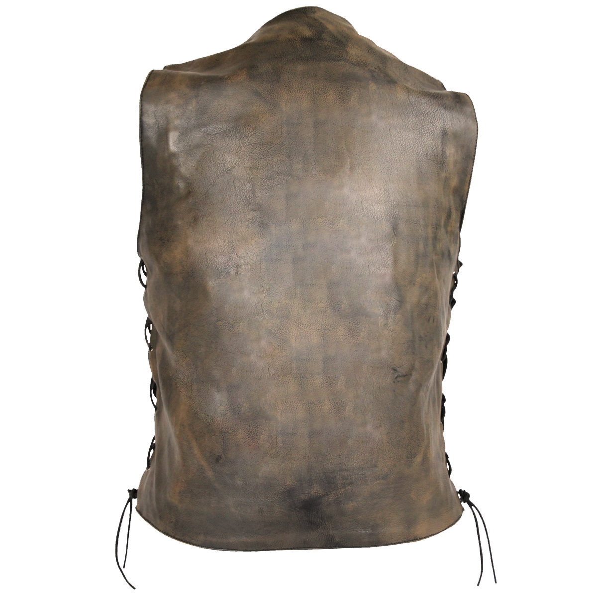 Distressed Brown Ten Pocket Cowhide Leather Vest wclapparel